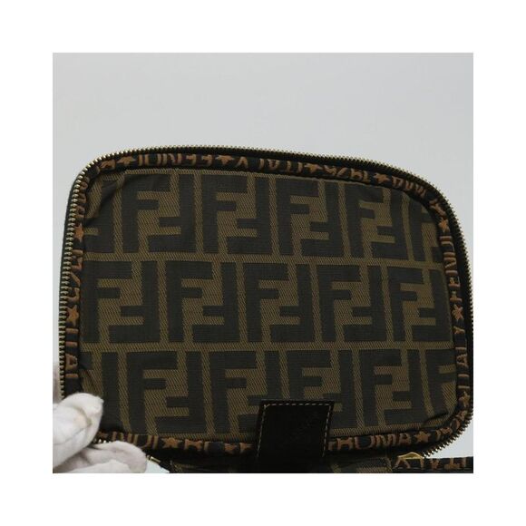 Pre Loved FENDI  Zucca Canvas Vanity Cosmetic Pouch Black Brown Auth yb401 - Picture 9 of 10